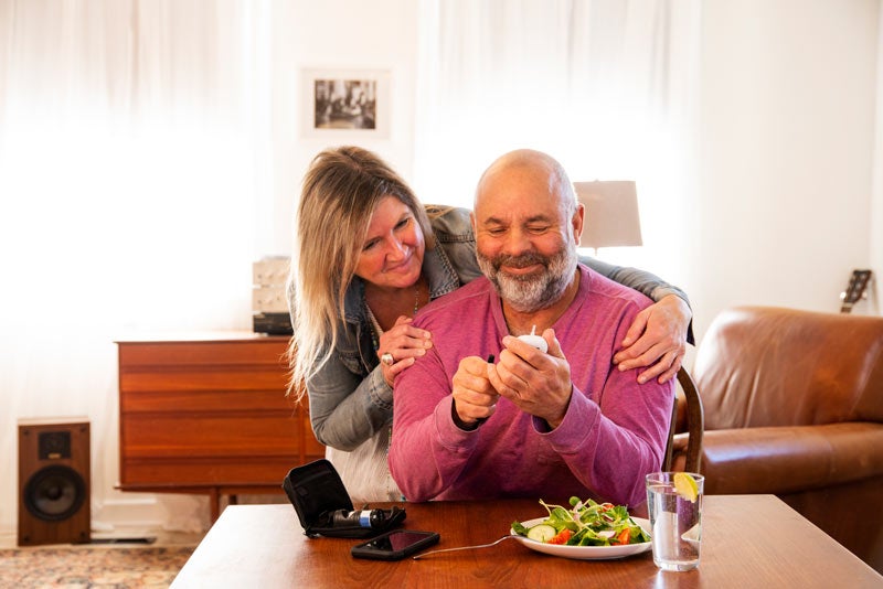 Husband and wife managing diabetes